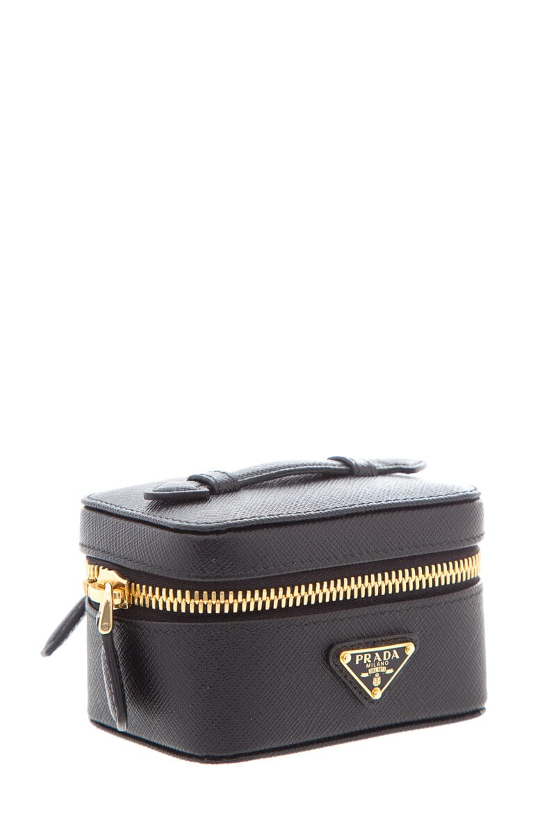 Prada Beauty Case Luxury Handbag Leather Saffiano Black Travel Bag