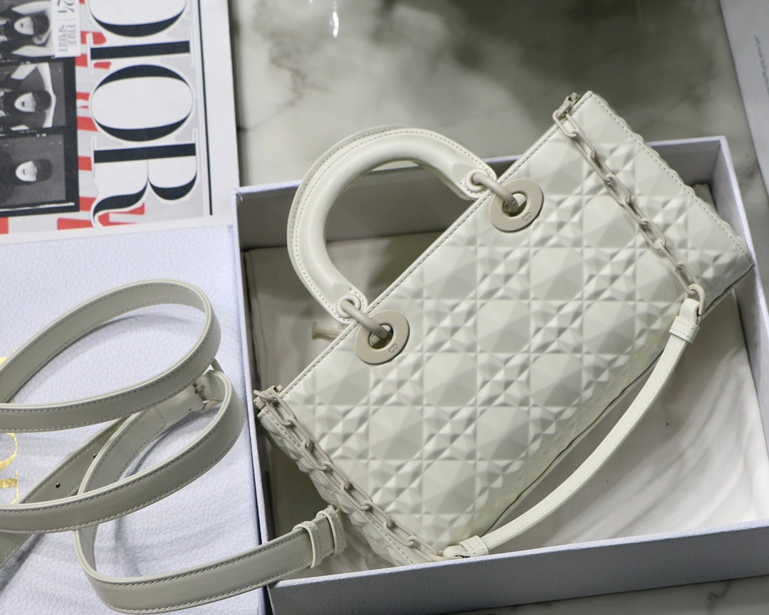 Lady Joy Macrocannage Technical Fabric White Travel Bag