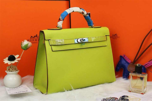 Hermes Luxury Kelly Cm Epsom Handbag Lemon Yellow Leather Travel Bag