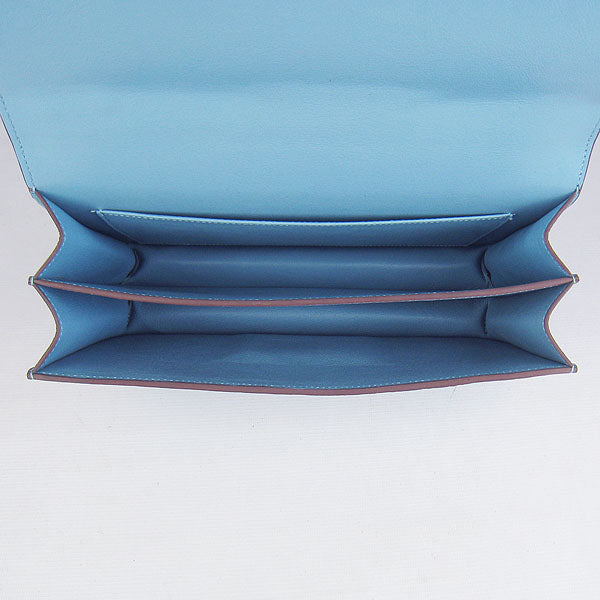 Hermes Luxury Calf Message Bag H Light Leather Blue Travel Bag