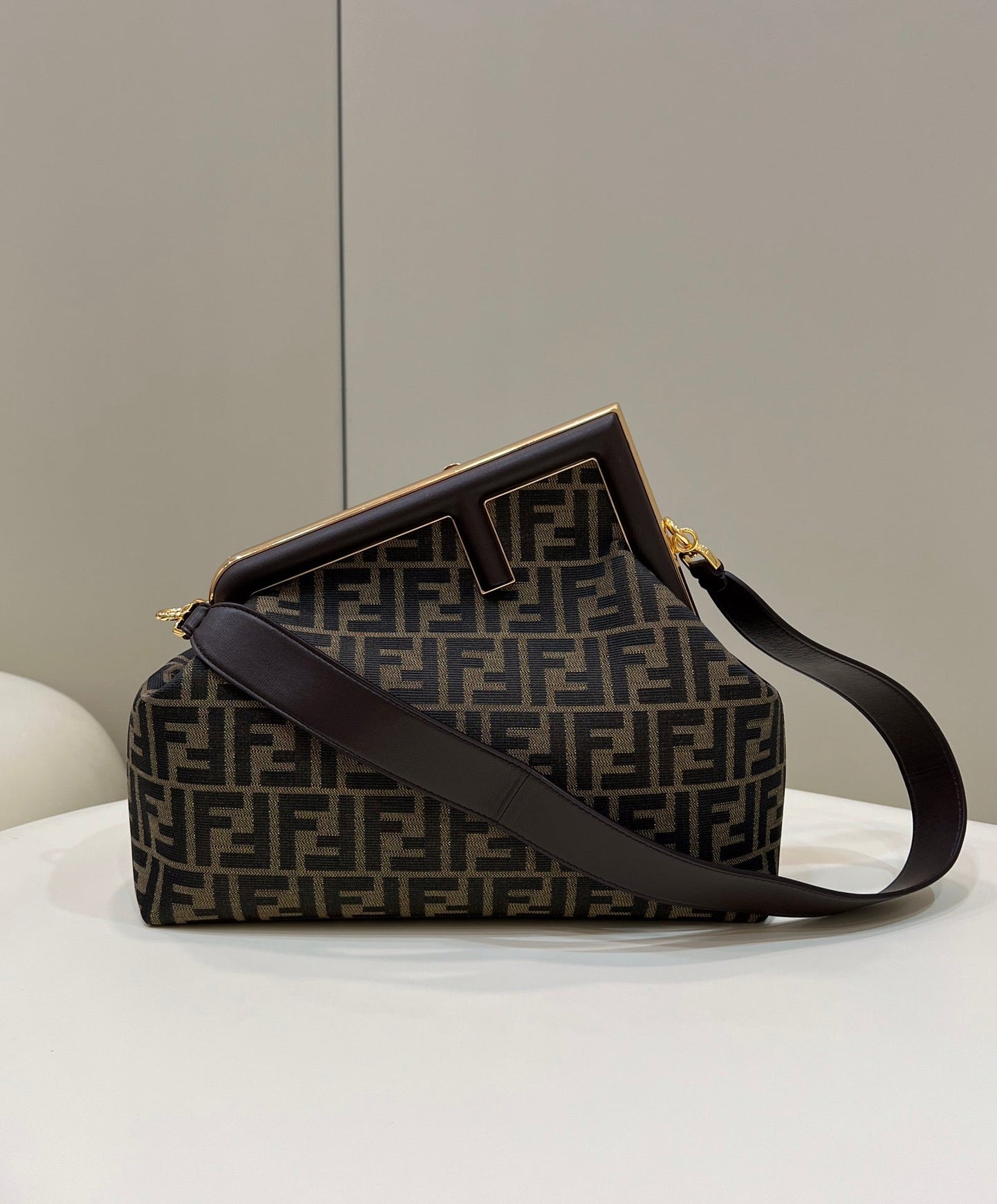 Fendi Top QualityTop Quality Top QualityTop Canvas Brown Small FF Crossbody Bag