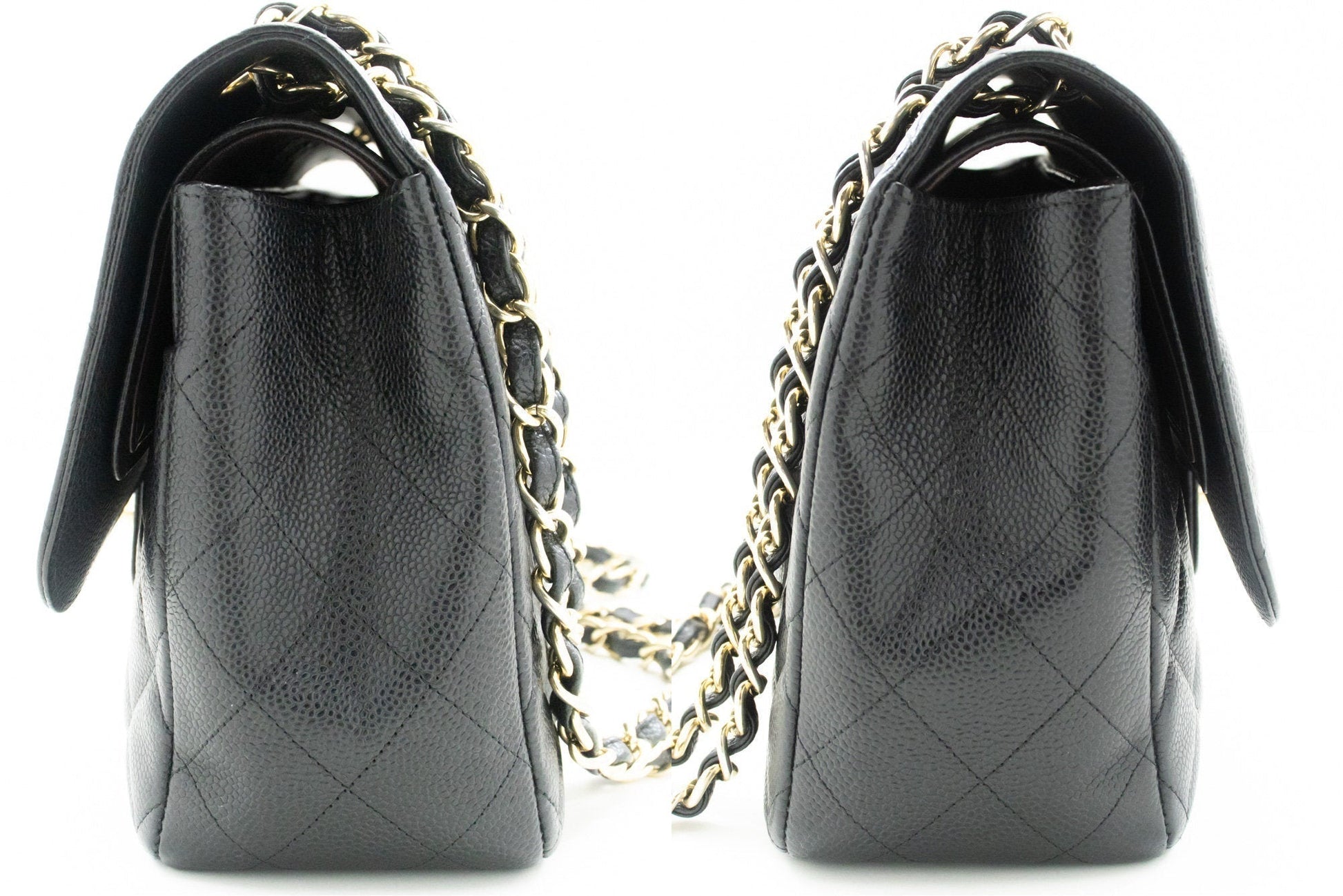 Chanel Classic Large " Chain Shoulder Bag W New Black Caviar