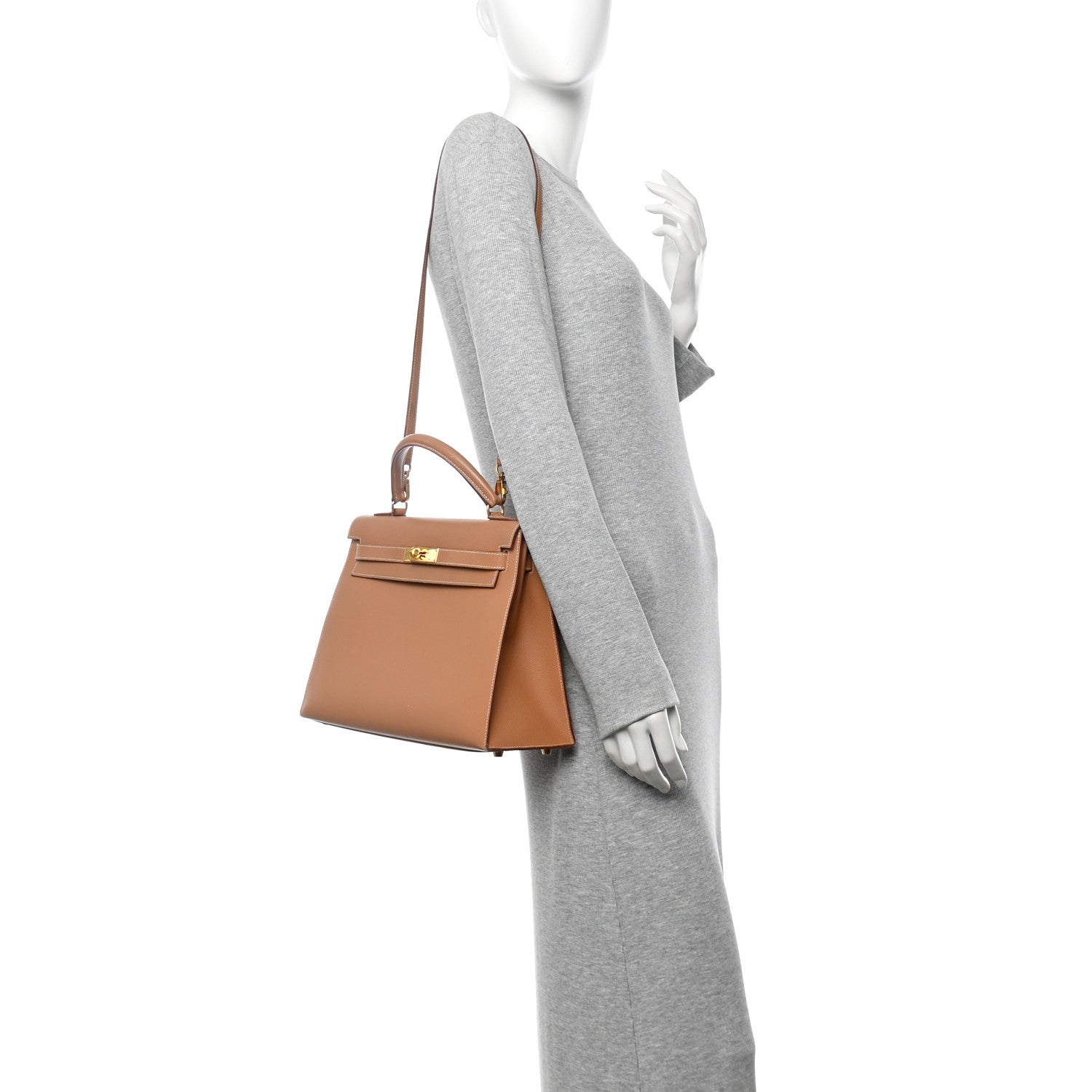 Hermes Courchevel Kelly Sellier Tabac Camel Handbag Travel Bag