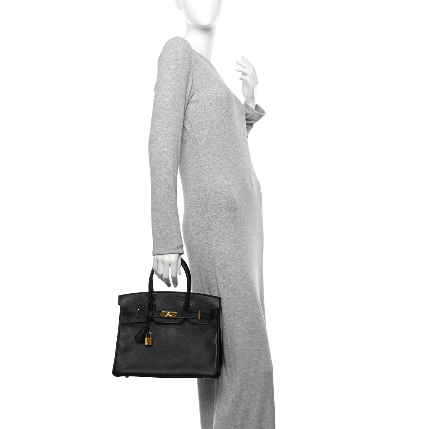 Hermes Epsom Birkin Handbag Black Travel Bag