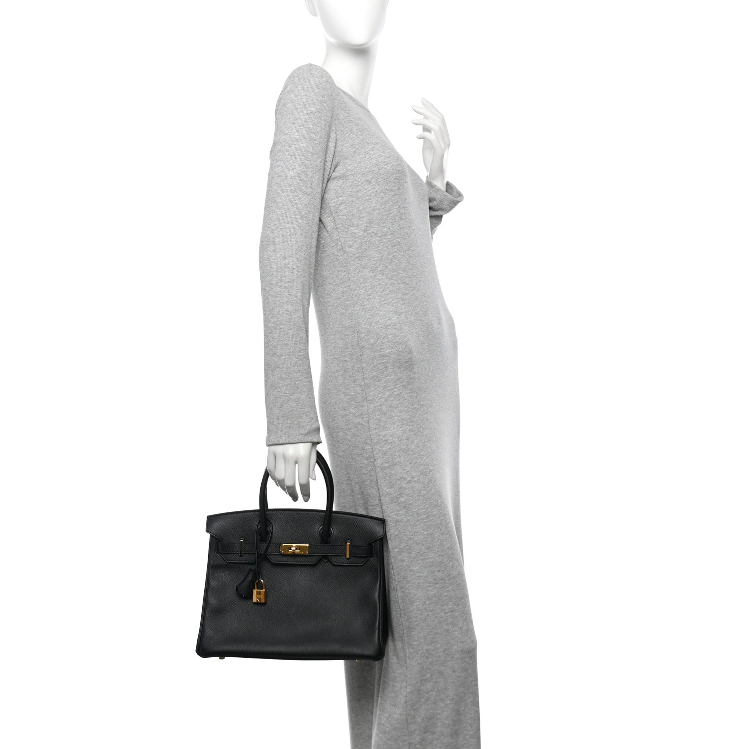 Hermes Epsom Birkin Handbag Black Travel Bag