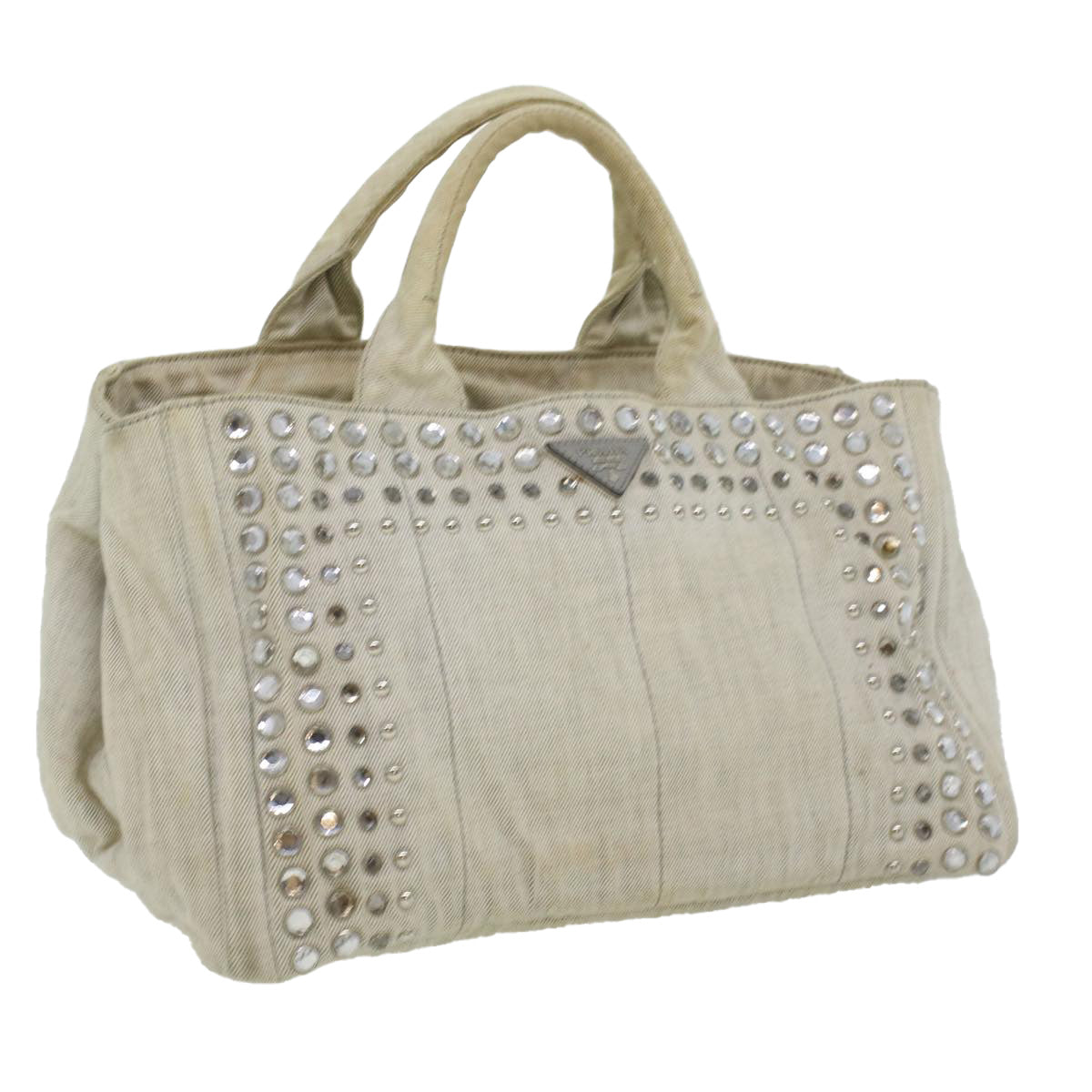 Prada Bijoux Canapa Mm Tote Bag Canvas White
