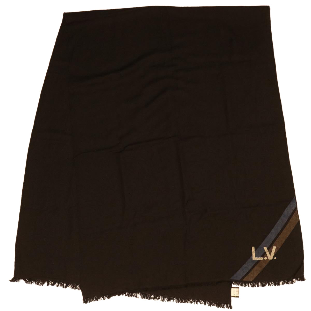 LOUIS VUITTON Scarf Silk Black LV ac1914