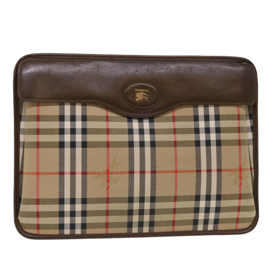 Burberry Luxury ss Nova Check Clutch Bag Auth Ac2005 Canvas Brown Beige