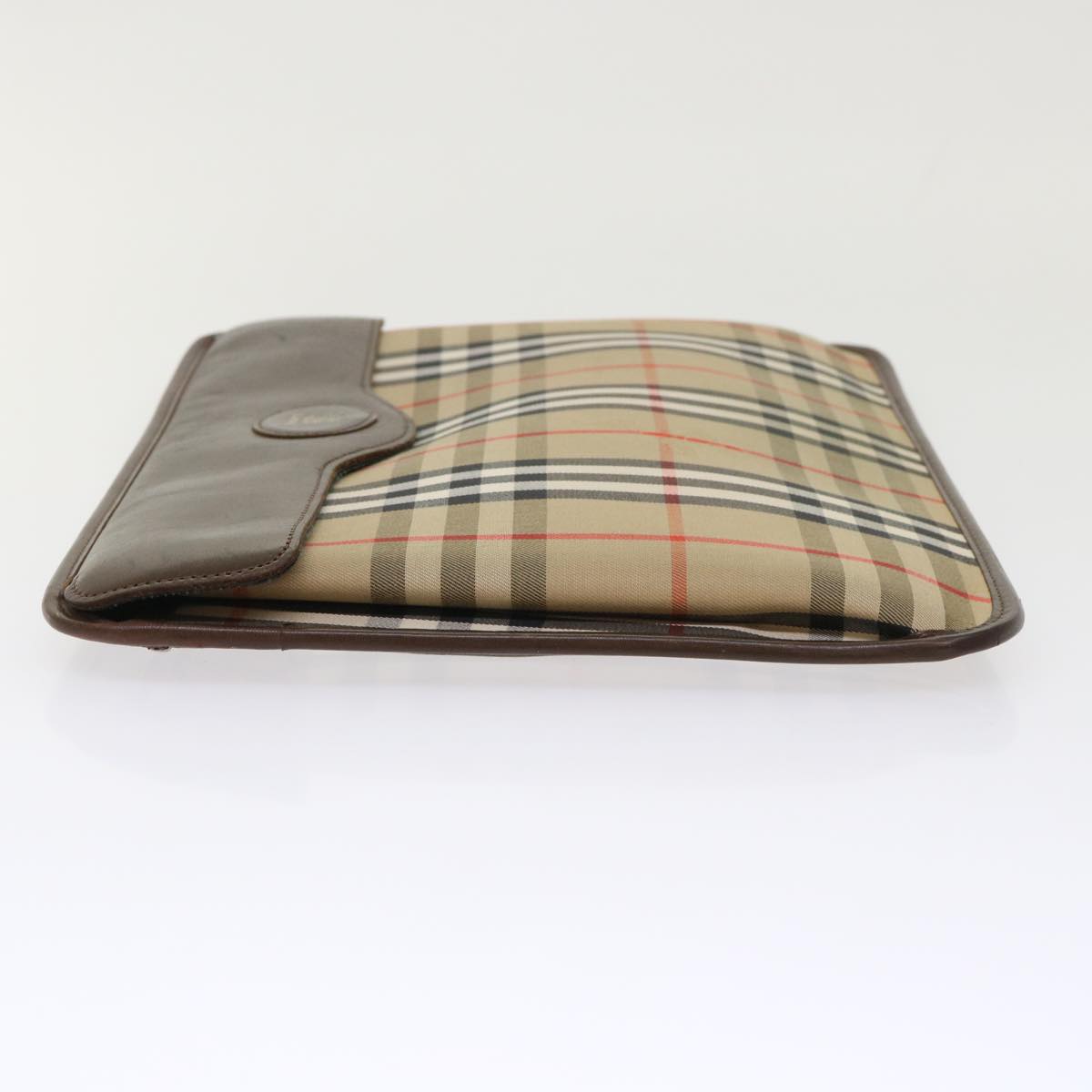 Burberry Luxury ss Nova Check Clutch Bag Auth Ac2005 Canvas Brown Beige