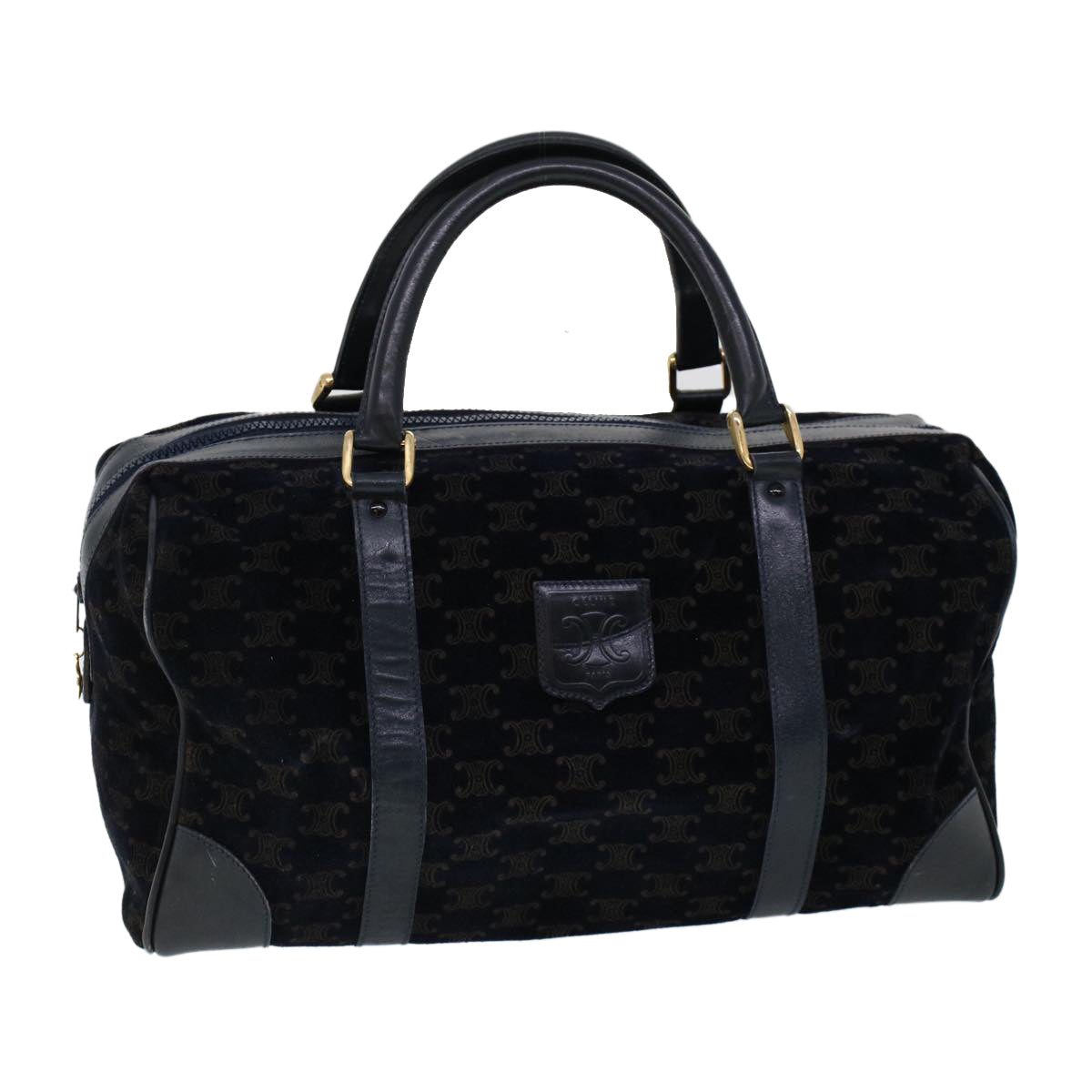 Luxury C Macadam Boston Bag Navy Ac Leather Suede Travel Bag