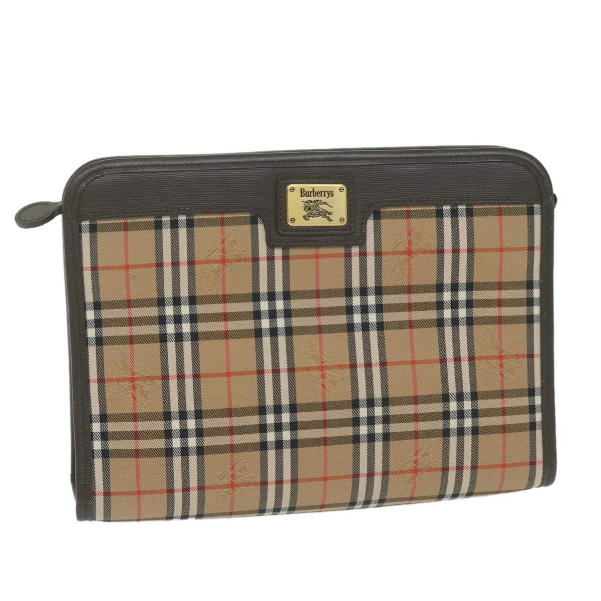 Burberry Luxury ss Nova Check Clutch Bag Auth Ac2673 Canvas Nylon Beige