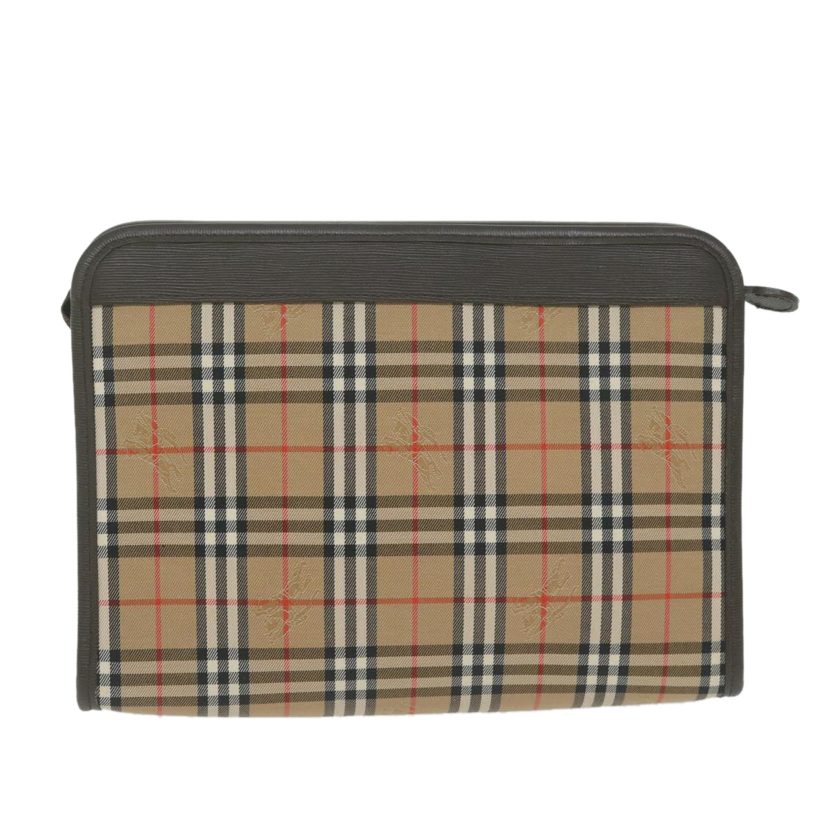 Burberry Luxury ss Nova Check Clutch Bag Auth Ac2673 Canvas Nylon Beige