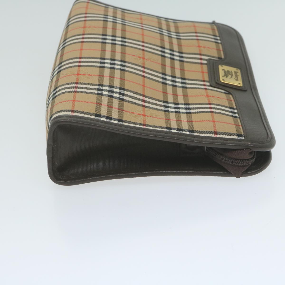 Burberry Luxury ss Nova Check Clutch Bag Auth Ac2673 Canvas Nylon Beige