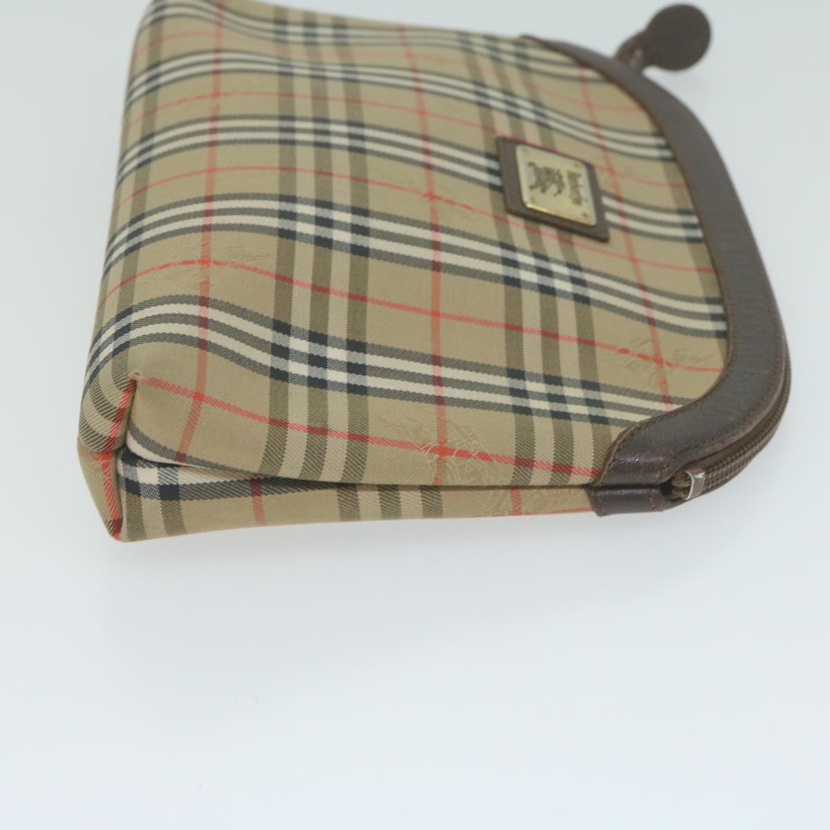 Burberry Luxury ss Nova Check Clutch Bag Auth Ac2674 Canvas Nylon Beige