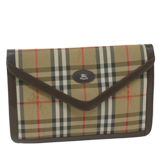 Burberry Luxury ss Nova Check Clutch Bag Auth Ac2675 Canvas Nylon Beige