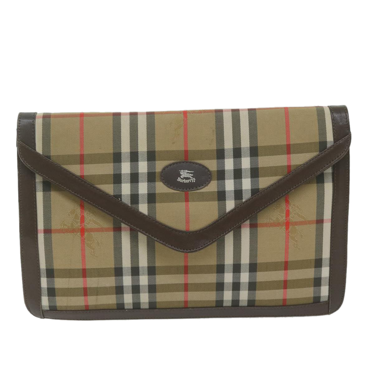 Burberry Luxury ss Nova Check Clutch Bag Auth Ac2675 Canvas Nylon Beige