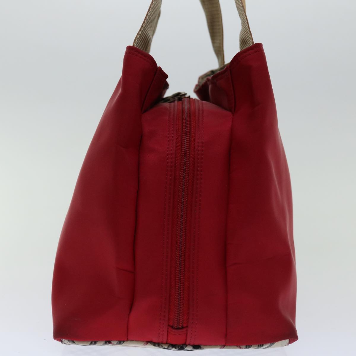 Burberry Luxury Nova Check Hand Bag Auth Ac2835 Nylon Red Travel Bag