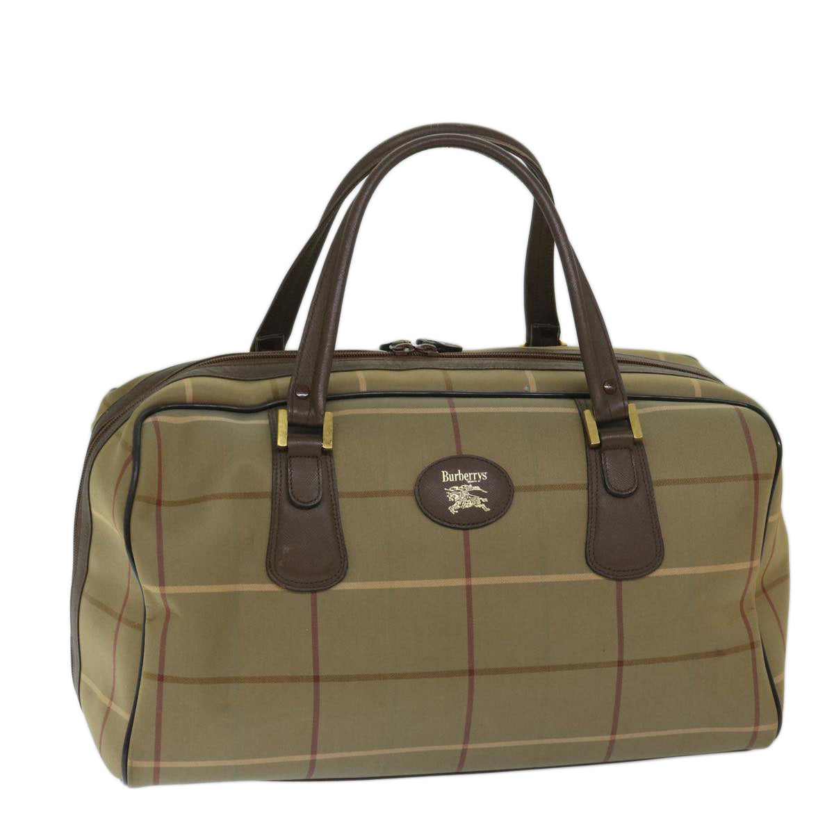 Burberry Luxury ss Nova Check Boston Bag Auth Ac2836 Canvas Beige Travel Bag