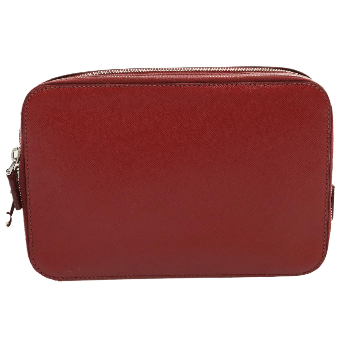 Prada Safiano Clutch Bag Auth Leather Red