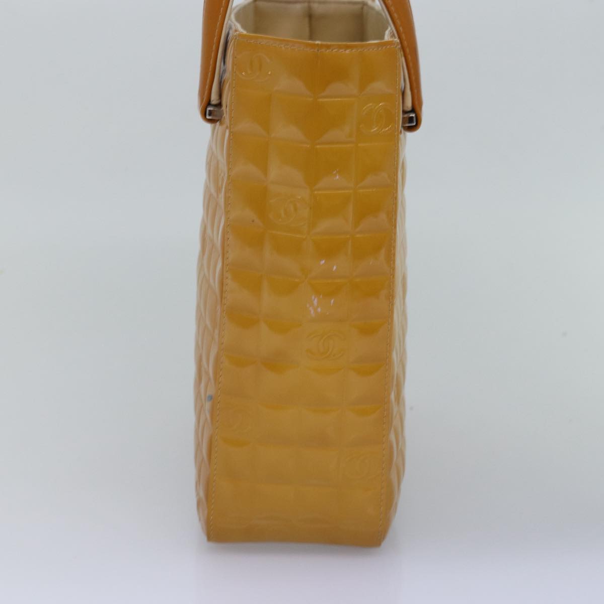 Chanel Choco Bar Hand Bag Enamel Yellow CC Auth ac