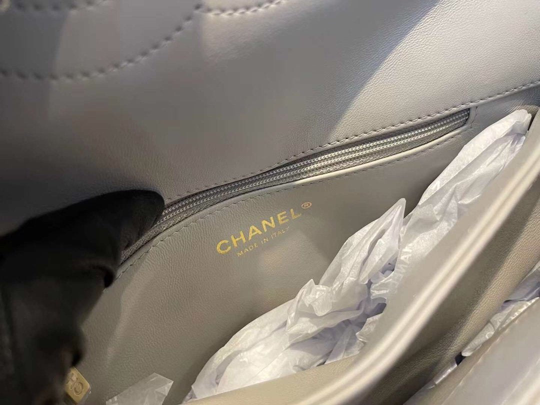 CHL Classic Top Qualityap Toned Gold Grey Flap Travel Bag