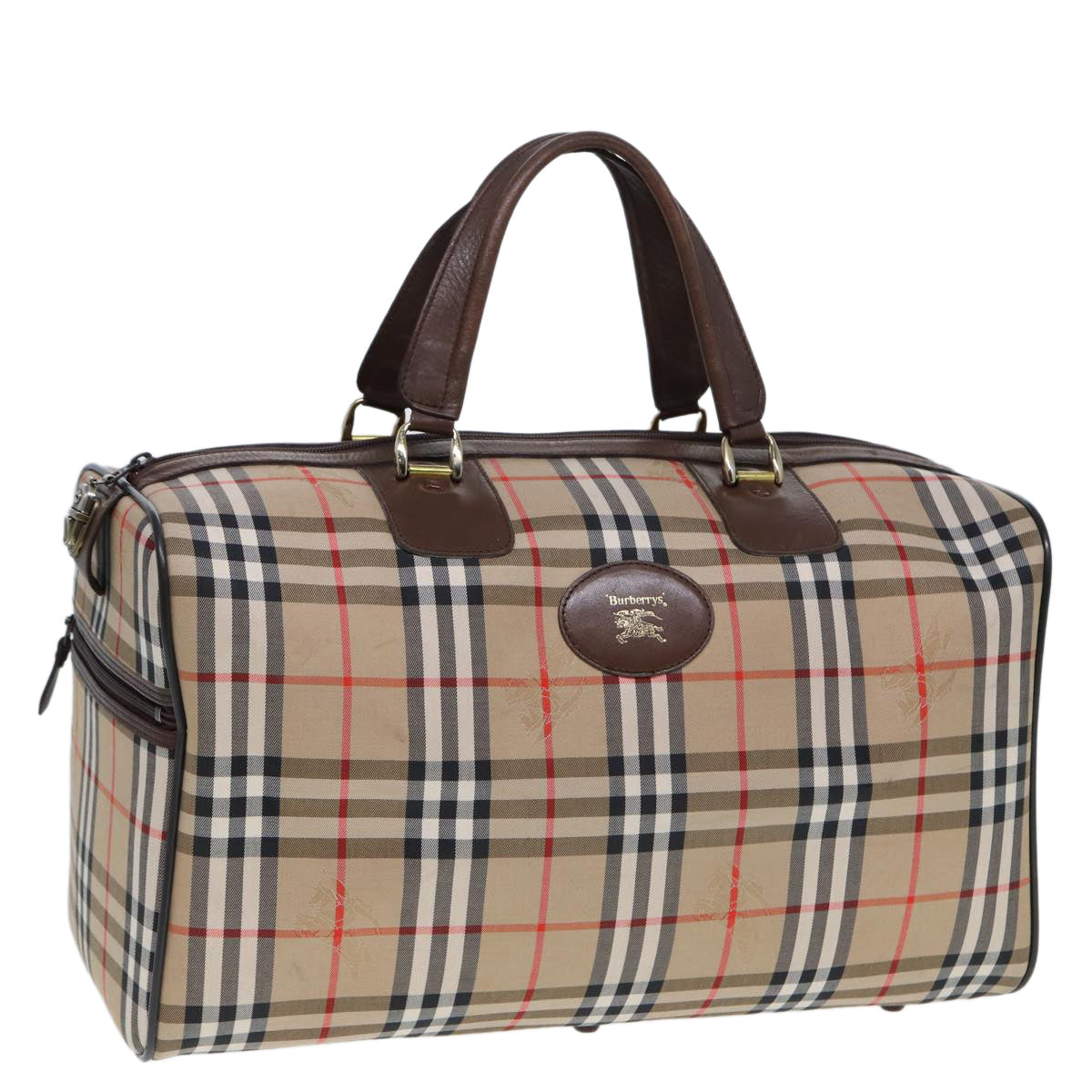 Burberry Luxury ss Nova Check Boston Bag Auth Ac3072 Canvas Beige Travel Bag