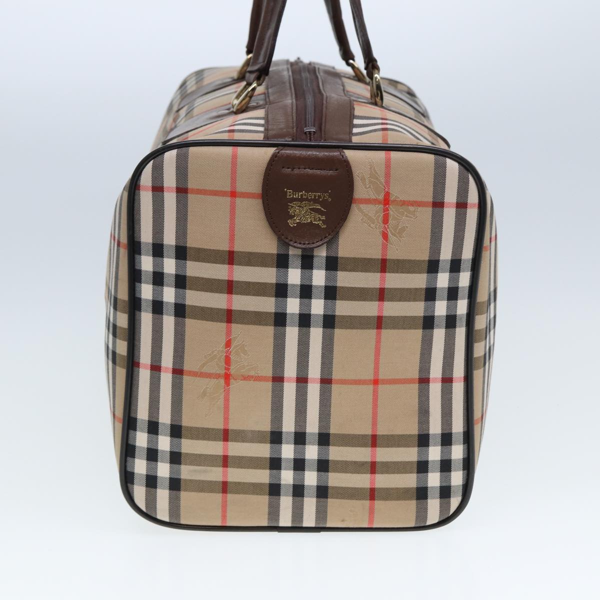 Burberry Luxury ss Nova Check Boston Bag Auth Ac3072 Canvas Beige Travel Bag