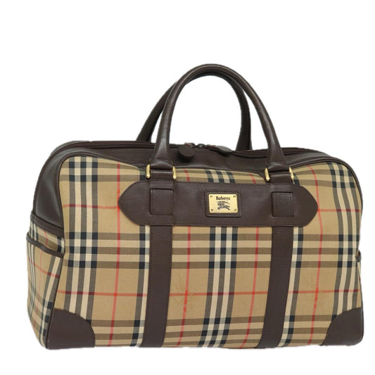 Burberry Luxury ss Nova Check Boston Bag Auth Ac3128 Canvas Beige Travel Bag