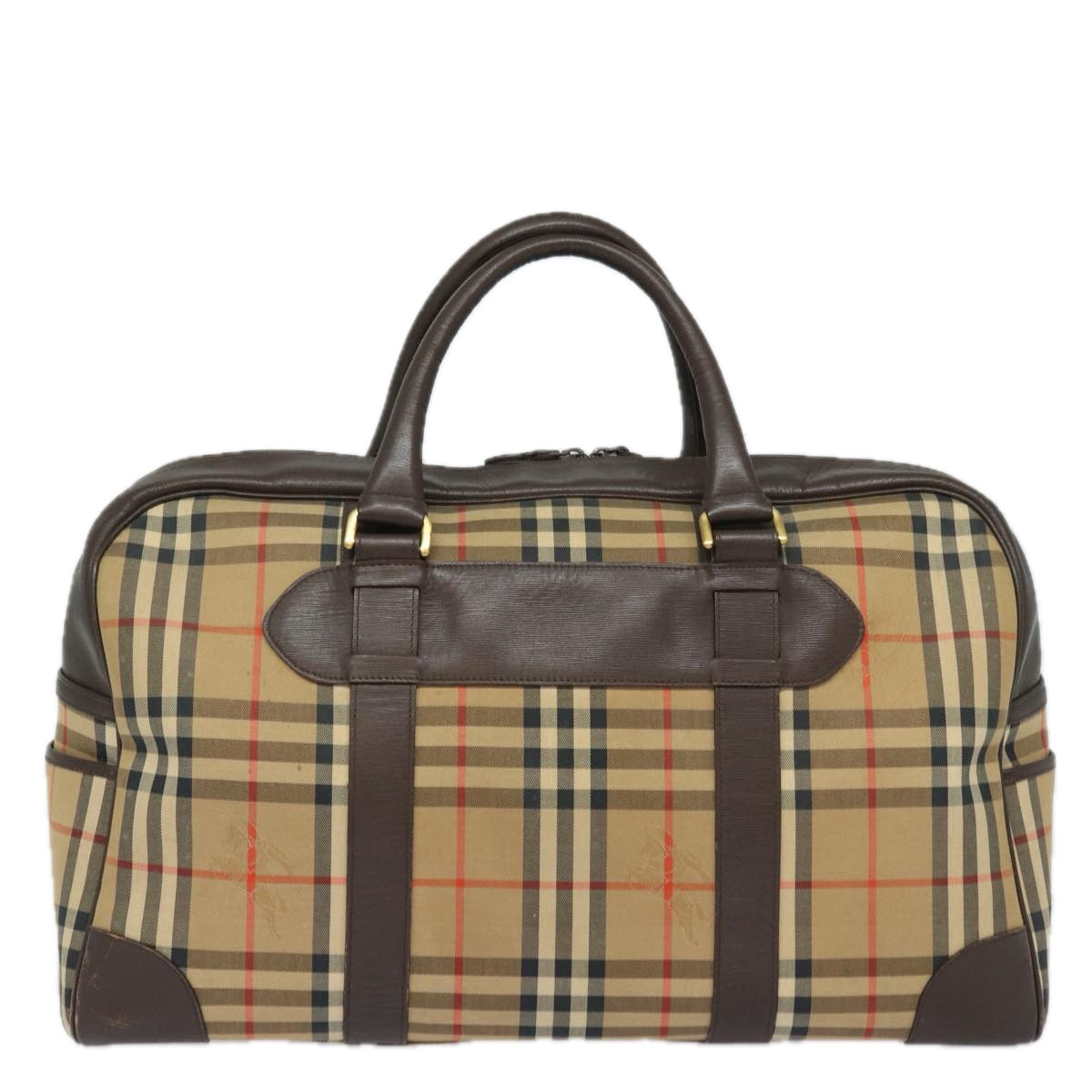 Burberry Luxury ss Nova Check Boston Bag Auth Ac3128 Canvas Beige Travel Bag