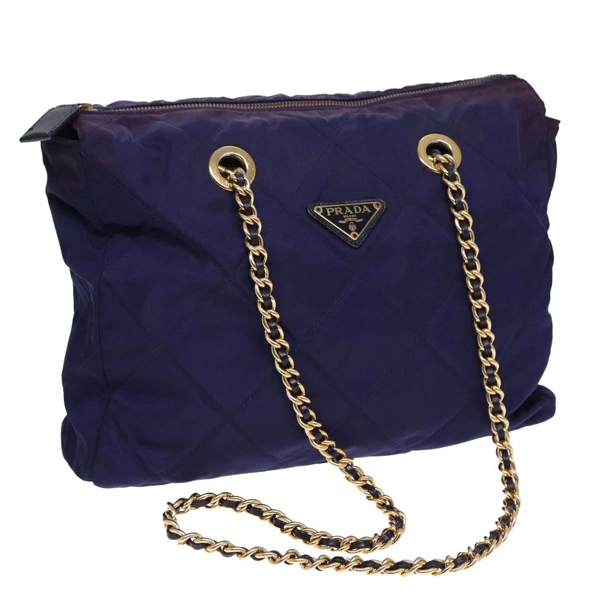 Prada Shoulder Bag Auth Nylon Purple Chain Purple Auth Ac3138