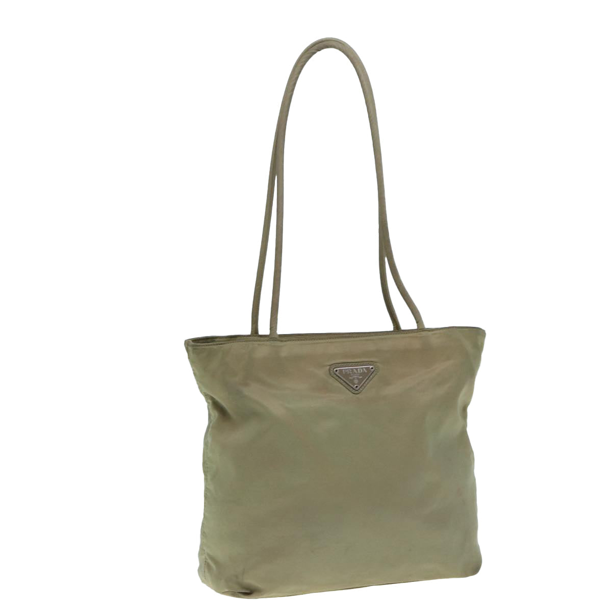 Prada Tote Bag Auth Nylon Beige Beige Auth Ac3213
