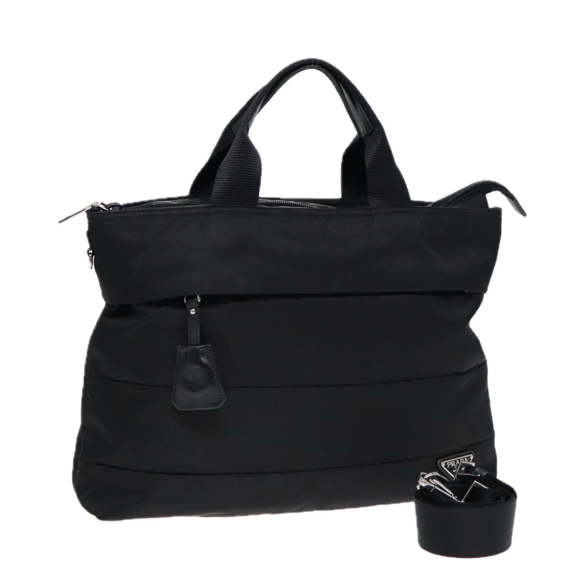 Prada Tote Bag 2Way Auth Nylon Black Silver