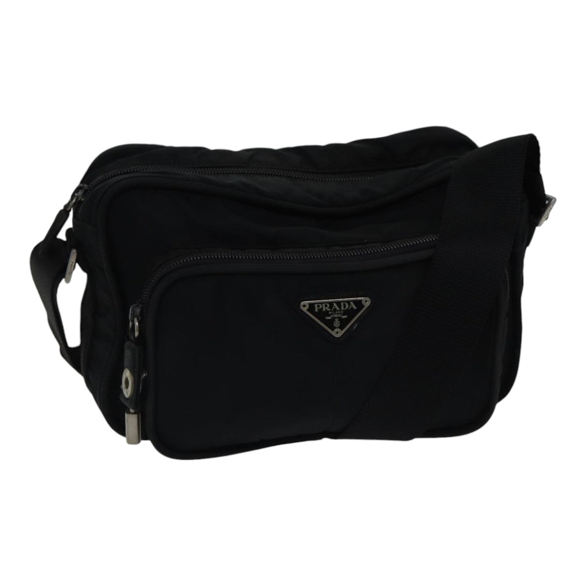 Prada Shoulder Bag Auth Nylon Black Black Auth Ac3249