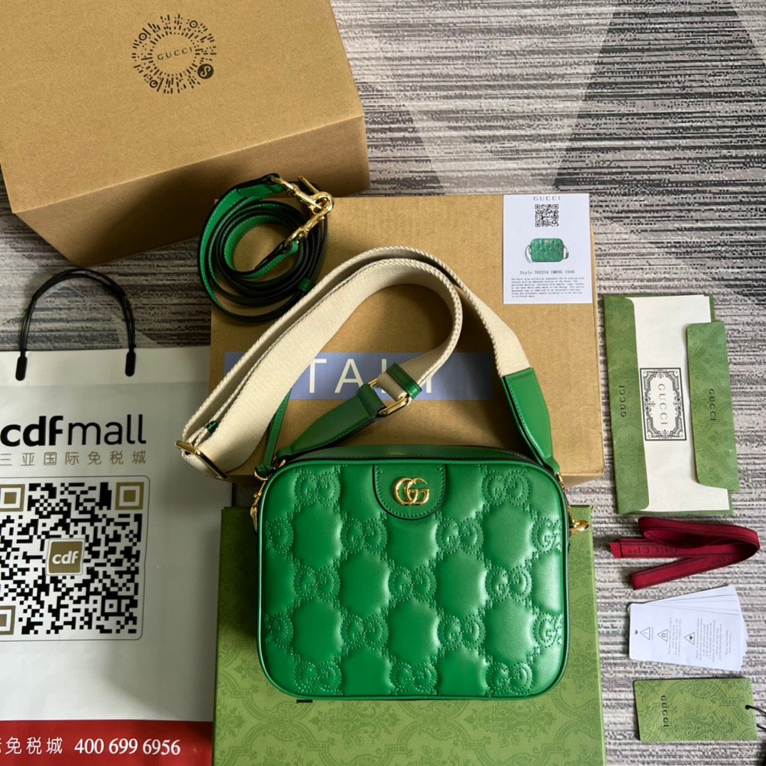 gg , ’s 8.5in 22cm Matelasse Green Shoulder Bag