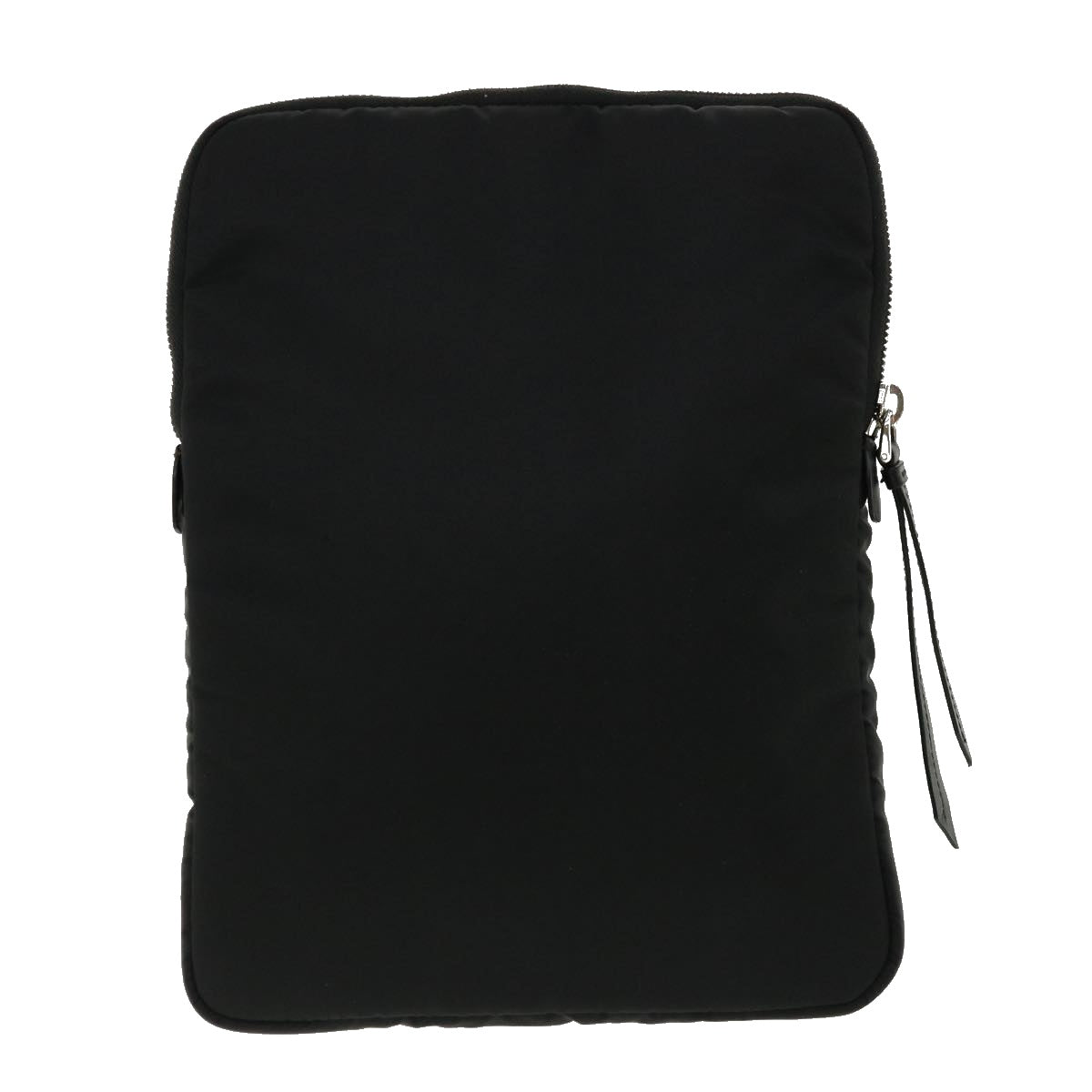 Prada Clutch Bag Leather Nylon Black