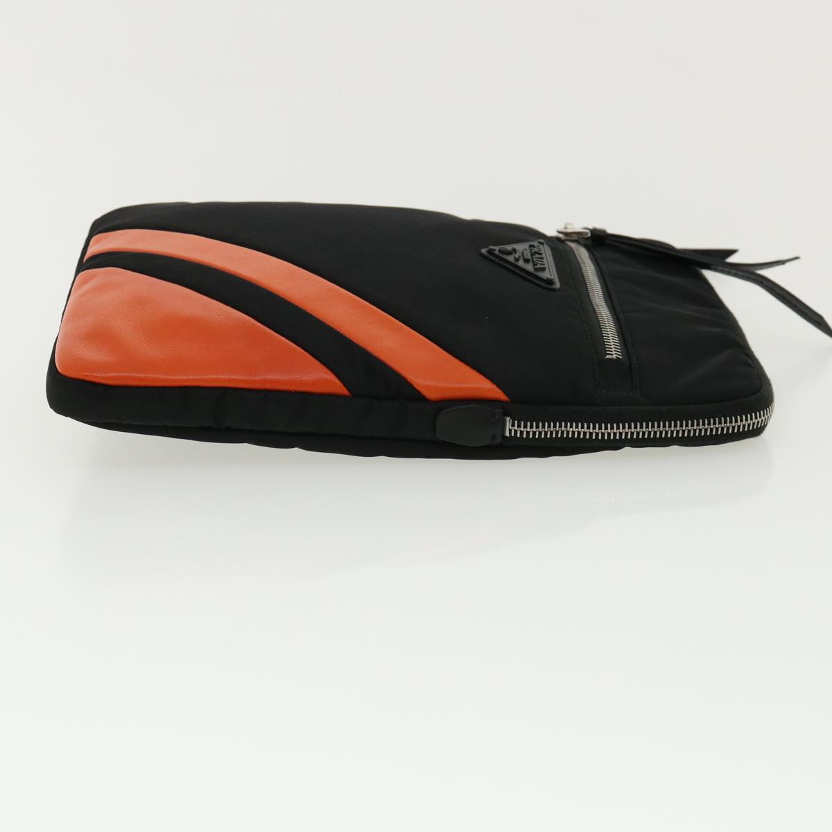 Prada Clutch Bag Leather Nylon Black