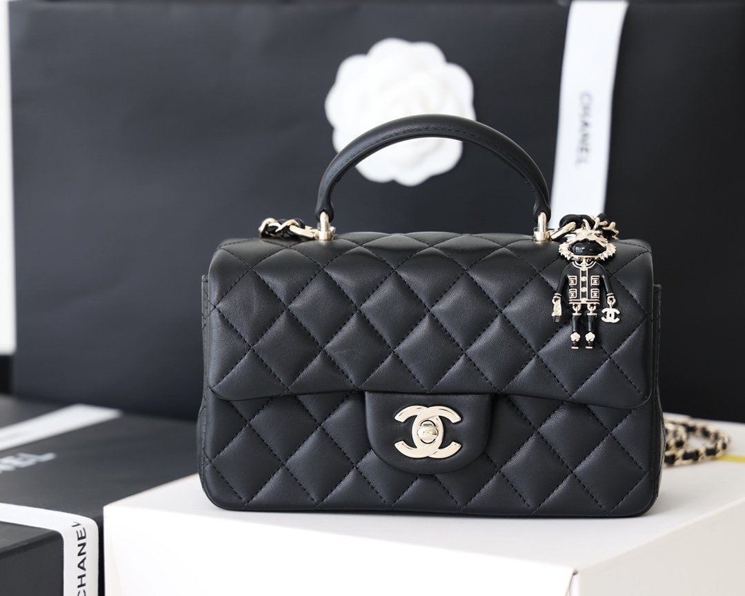 CHL Doll Handle 20cm Black Mini Flap Mini Bag