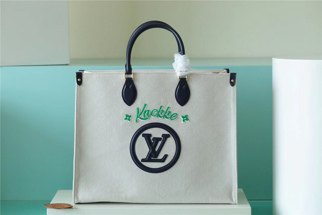 Top Quality Onthego Gm Giant And White Raffia Monogram Crossbody Bag