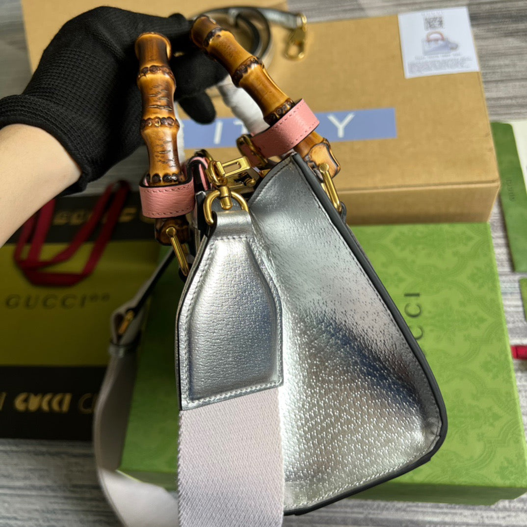 gg Diana , ’s 7.9in Silver Mini Tote Bag