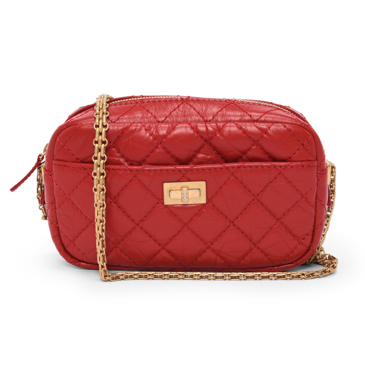 Chanel Red Aged Quilted Calfskin Mini Reissue Camera Case Bag