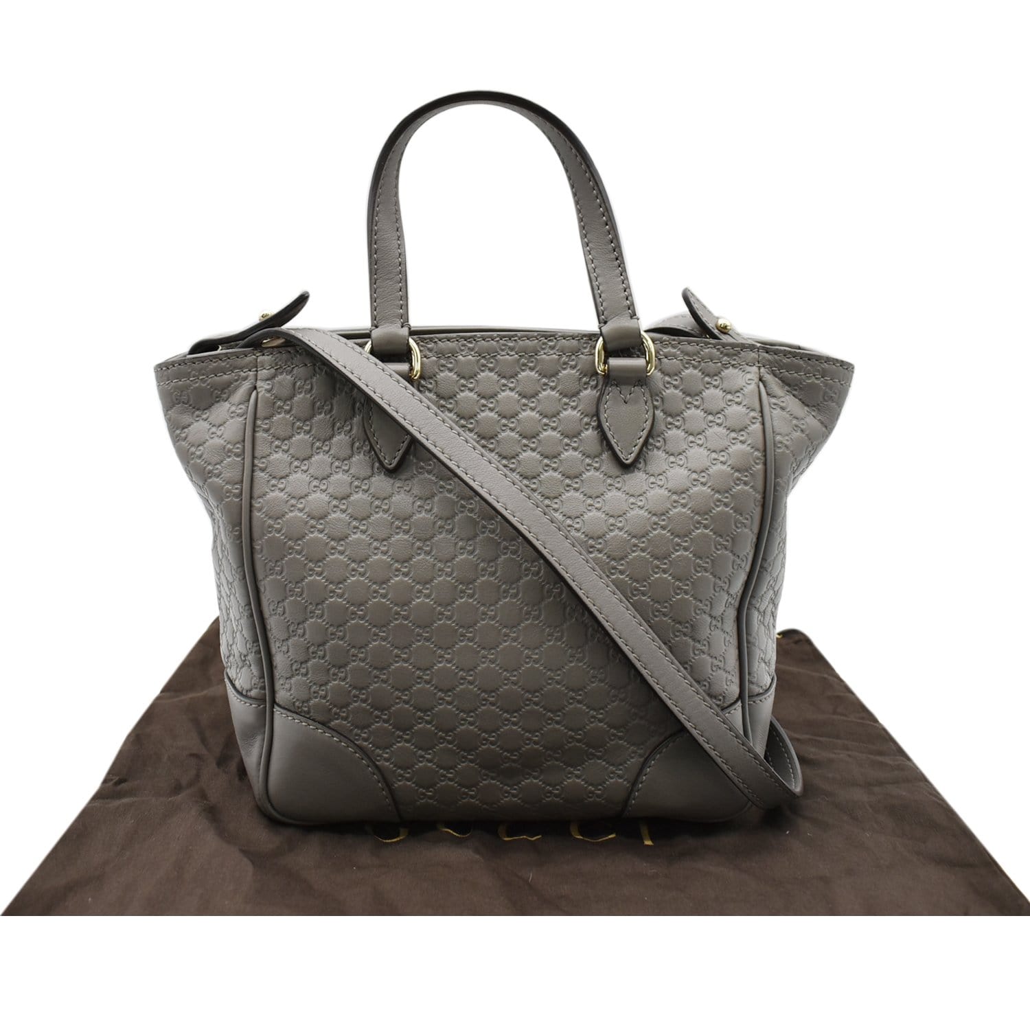 Gucci Bree ssima Tote Crossbody Bag Grey Leather Small