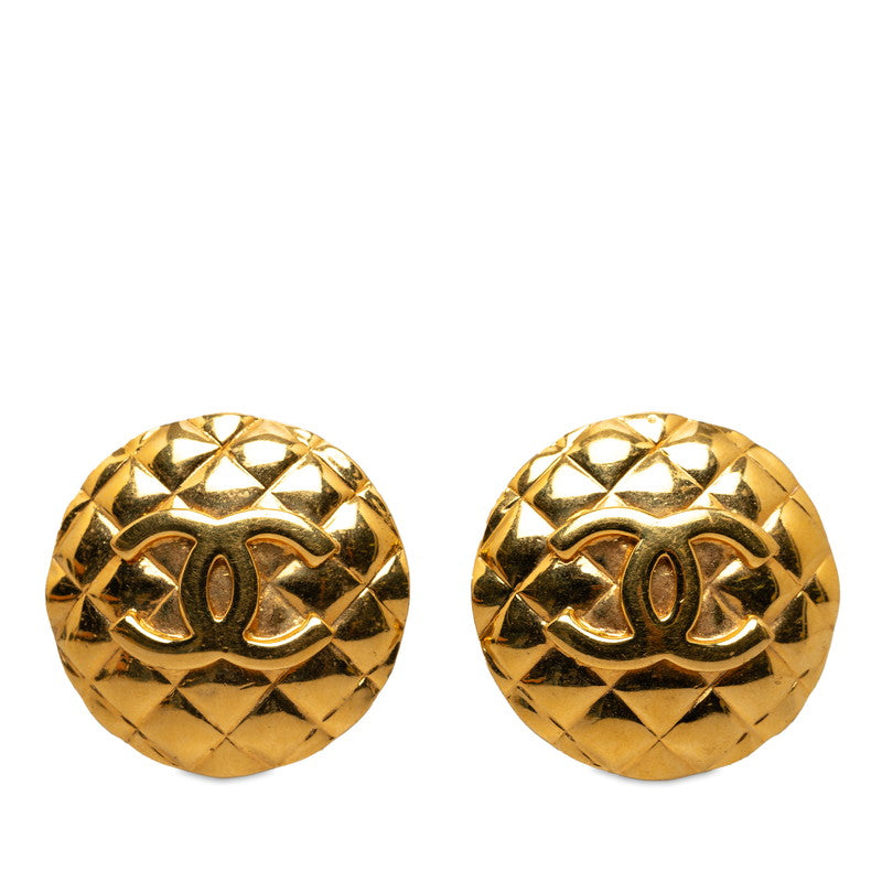 Chanel Gold Plated Coco Mark Matelasse Earrings Bag