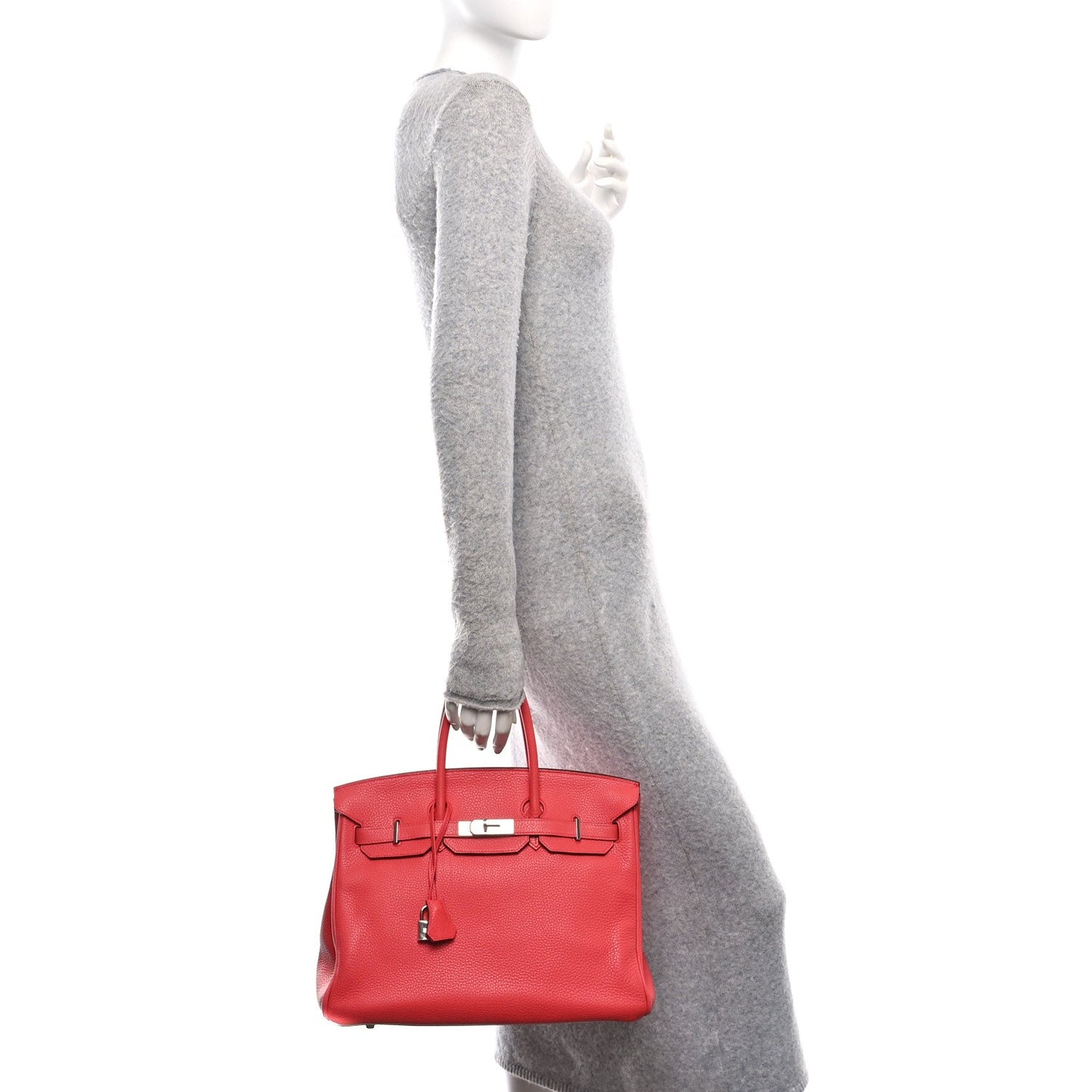 Hermes Taurillon Clemence Birkin Bougainvillea Handbag Travel Bag