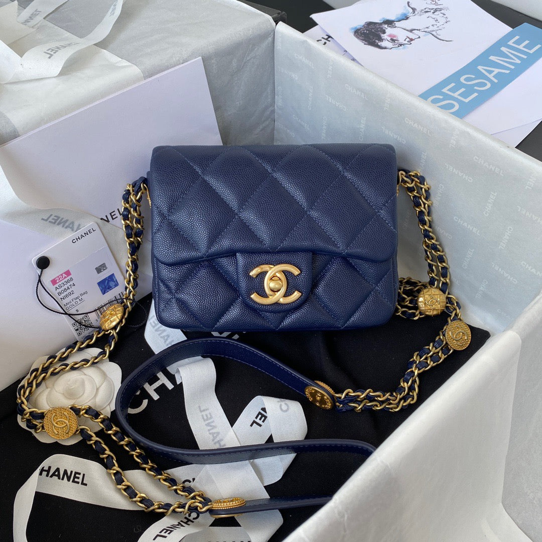Chlmini Top Qualityap Bag With Top Handle Blue Gold Shoulder Bag