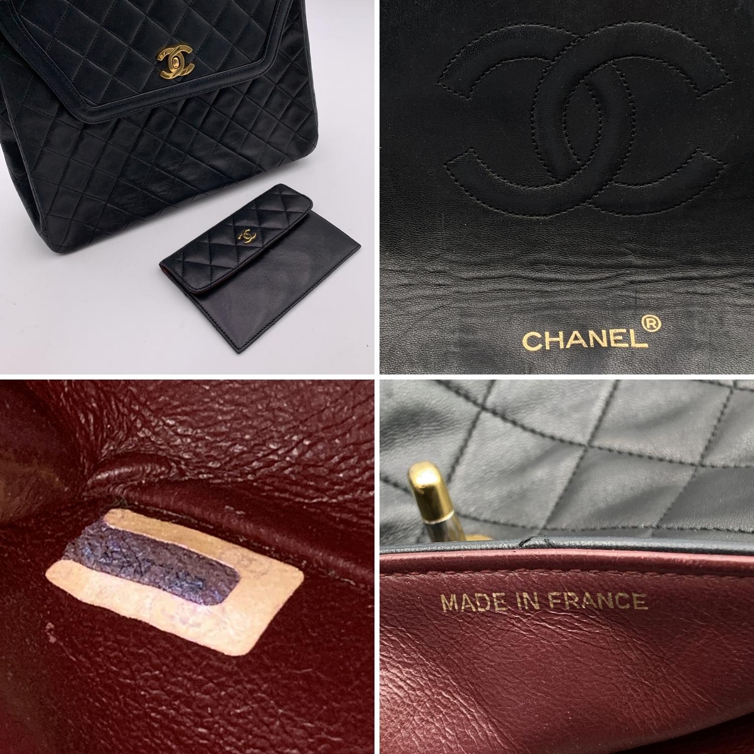 Chanel   Black Quilted Trapeze Flap Shoulder Bag With Wallet