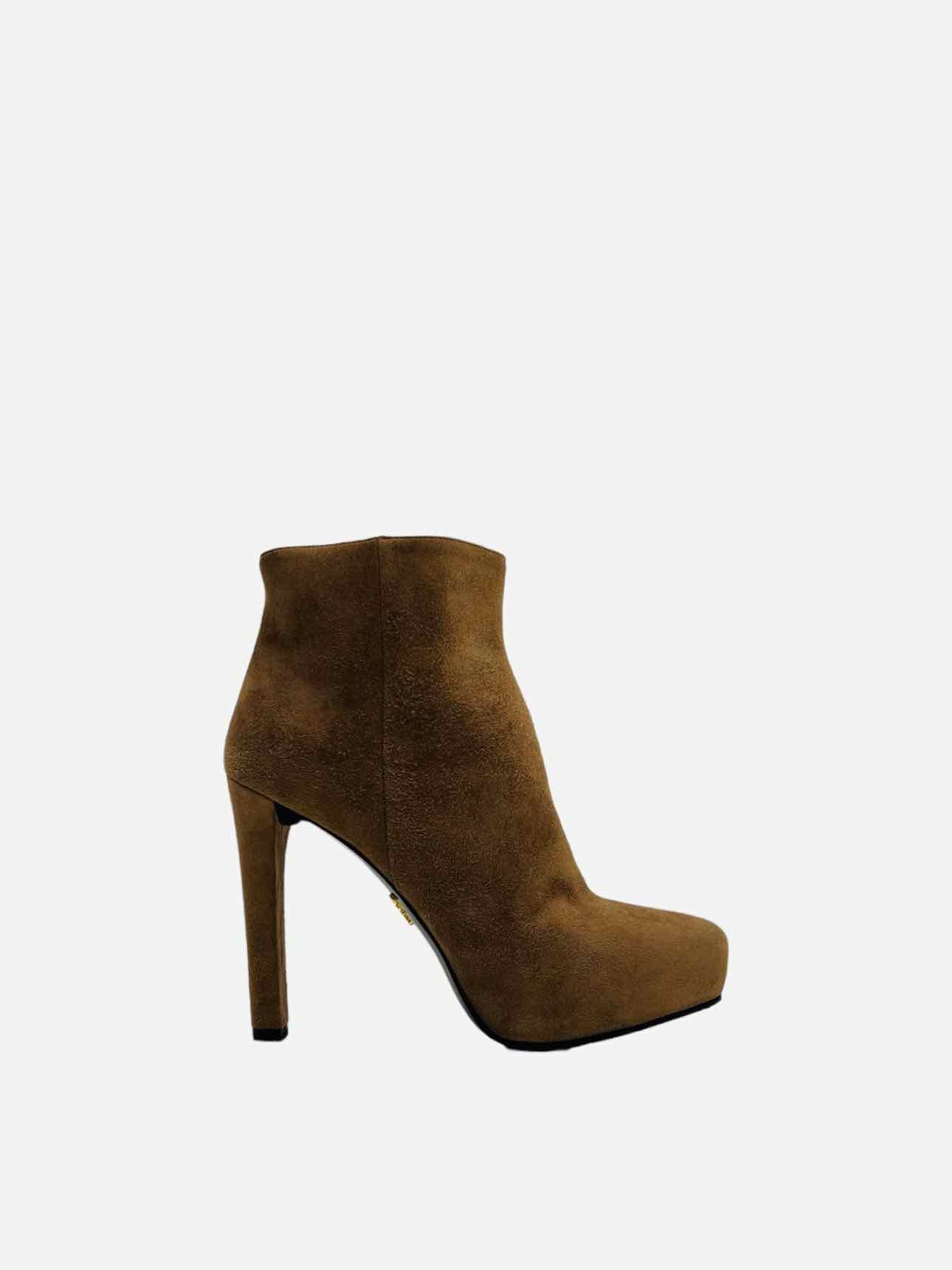 Prada Platform Leather Suede Brown Shoes