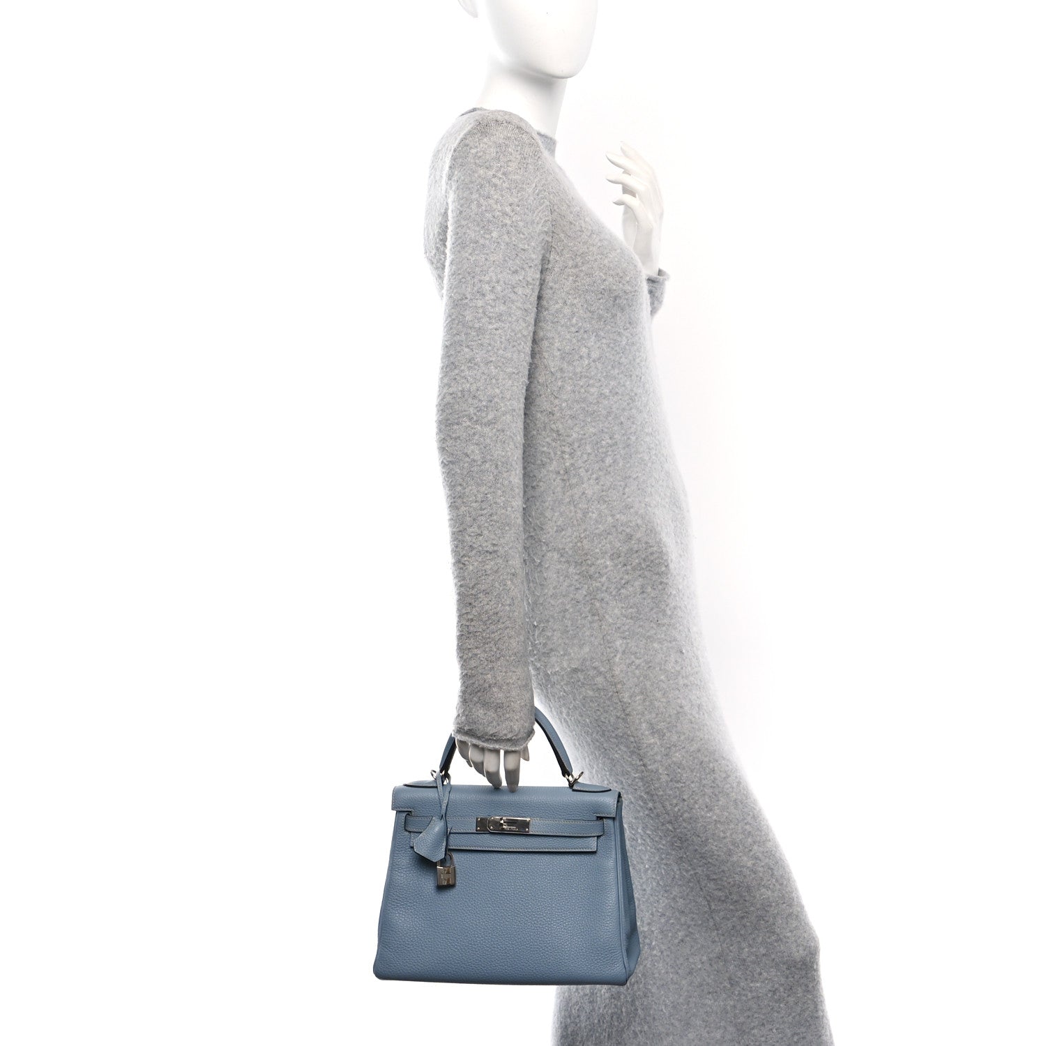 Hermes Togo Kelly Retourne Bleu Lin Handbag Travel Bag