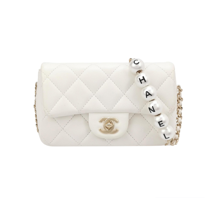 Chanel flap bag **cm white sheepskin