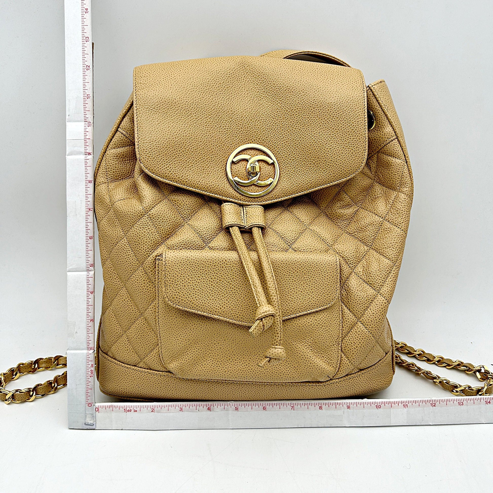 Chanel Beige Caviar Leather Backpack Chanel ch66270ww
