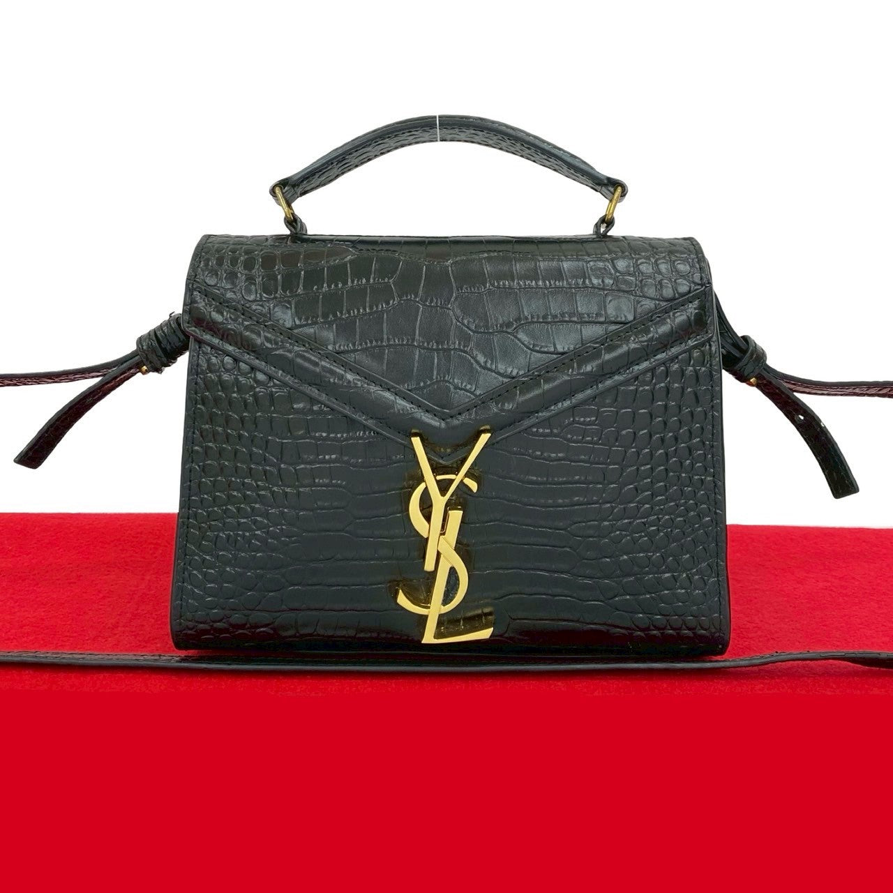 YSL Saint Laurent Paris Cassandra 2Way Shoulder Bag Handbag Leather Logo